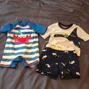 EUC 12 month baby boy swimsuit bundle
